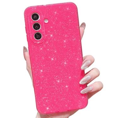 Imagem de MINSCOSE Capa com glitter compatível com Samsung Galaxy S26, linda estética brilhante, fina, à prova de choque, brilhante para Samsung Galaxy S26 para mulheres e meninas - rosa choque