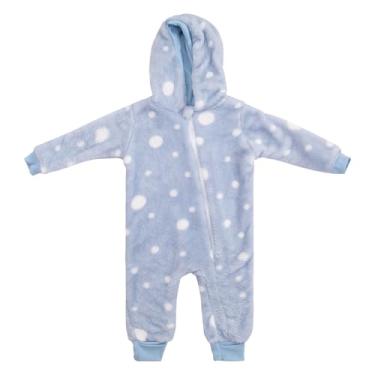 Imagem de MACACAO INFANTIL COM CAPUZ BABY JOY WEAR MICROFIBRA ESTAMPADO POAS AZUL M
