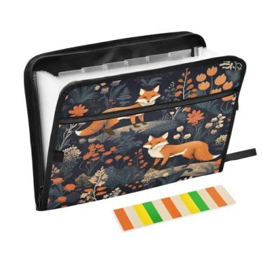 Imagem de Wassud Duas Raposas Acordeão Organizador de Arquivos Letra A4 Pasta de Arquivo de Papel Organizador de Documentos com Etiquetas Pasta de Arquivo Expansível 13 Bolsos
