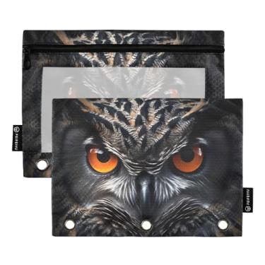 Imagem de Wassud Pacote com 2 pastas de fichário de coruja olhos vermelhos com 3 furos, pasta organizadora de arquivos para casa, escritório