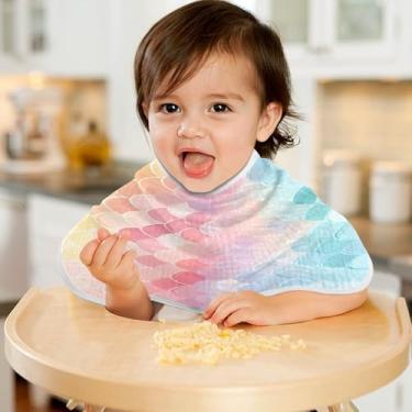 Imagem de CEBUGI Panos para Arrotar Musselina para Bebês 56 x 28 cm Toalhas de Bebê Absorventes Macias Escala Colorida Algodão Arrotar Trapos para Bebês Meninos e Meninas 1 Pacote