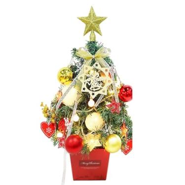 Imagem de 1 peça pequena árvore de Natal iluminada com luzes, enfeite de árvore de Natal para decoração de Natal planta artificial (estilo 5)