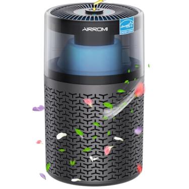 Imagem de AIRROMI Purificadores de ar para câmara e casa, até 658 pés quadrados, limpador de filtro de carvão ativado, com esponja de fragrância para um melhor sono, luz noturna, caspa de animais de estimação,