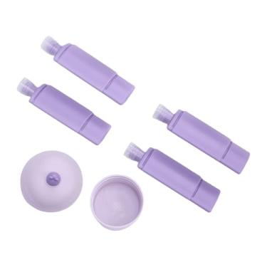 Imagem de TARSHYRY Garrafas de Viagem 4 Em 1, Recipientes Recarregáveis ​​à Prova de Vazamento para Produtos de Higiene Pessoal Com Conjunto de Dispensador, para Shampoo, Condicionador, Loção de (Roxa)