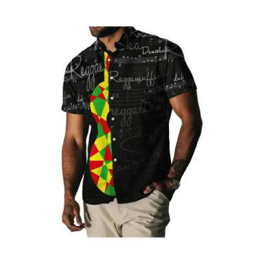 Imagem de Camisa Casual Vintage Havaiana Masculina Com Estampa Floral Arco-Íris 