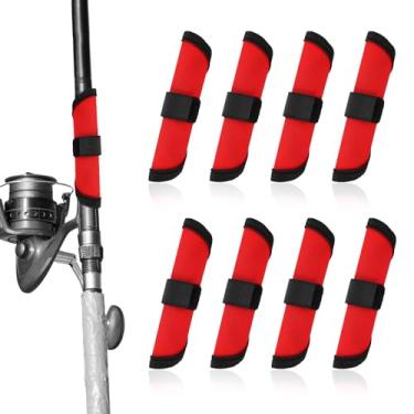 Imagem de 8 capas de iscas de pesca, capas de anzol de pesca de 14 cm, manga de vara de peixe, luvas protetoras, envoltório de isca, equipamento essencial para presente de pescadores