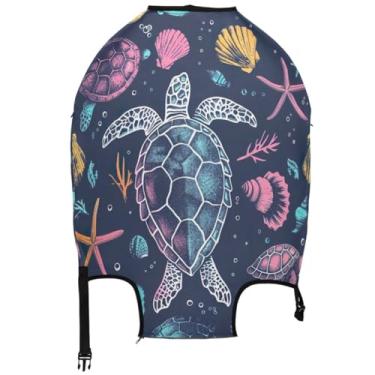 Imagem de Joisal Capas de bagagem azuis de tartaruga em aquarela para protetores de mala, acessórios de bagagem de viagem, estampa animal, aquarela tartaruga conchas azuis, S 18-20 in, Capa de mala