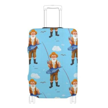 Imagem de Joisal Protetor de bagagem, capas de mala personalizadas, cores protetoras, acessórios de viagem para mulheres, lindo pescador, azul celeste, P, serve para capa de 45 a 50 cm, Lindo pescador azul
