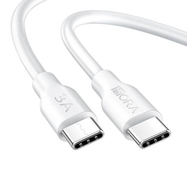 Imagem de Cabo Carregamento Rápido 1 Hora Usb C 3A Macho/Macho 1 Metro Branco Sincronização Dados Alta Velocidade Design Reforçado Ampla compatibilidade