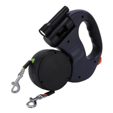 Imagem de Luocute Trela ​​dupla para Cães, Trela Retrátil Automática Com Luz LED, Com Aderência Confortável para Animais de Estimação Pequenos e Médios (BLUE)