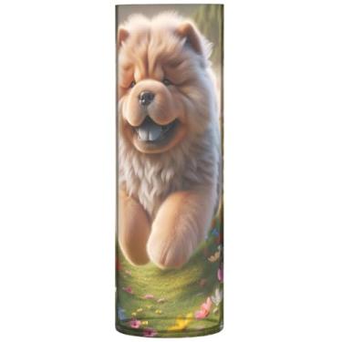 Imagem de Vasos de flores cilíndricos para centros de mesa primavera floral chow chow cachorro vasos altos de plástico bonito impressão personalizada decoração de quarto moderno, 30 cm x 9,9 cm