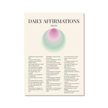 Imagem de Impressão de pôster de arte de parede com citações diárias de afirmação positiva gradiente aura pintura estética impressões sala de estar decoração de casa (SKU3,50.8x71.1 cm = (50x70cm), sem moldura)