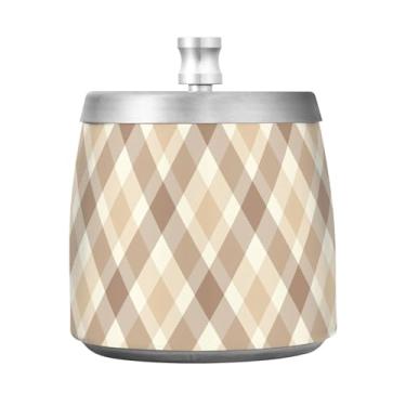 Imagem de Cinzeiro chique bege diamante, cinzeiro antimosca de aço inoxidável, cinzeiro de pé ao ar livre para pátio