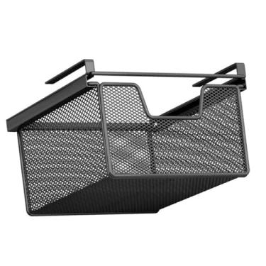 Imagem de YWJLQH Cesto retrátil para prateleira, organizador multifuncional para casa, escritório e cozinha, na cor preta. Ideal para guardar utensílios e outros, Comprimento 46 Cm