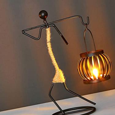 Imagem de Generic Candelabro Artístico de Corda de Cânhamo Em Forma única de Ferro Forjado para Decoração de Bar e Mesa de Sala de Jantar (Tipo F)