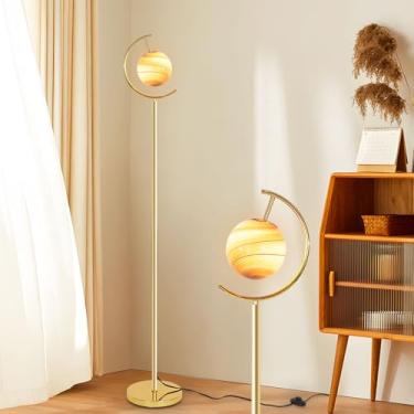 Imagem de Luminária de chão Creative Planet com cúpula de vidro laranja/azul, fonte de luz ajustável G9, corpo em metal, interruptor de pé, ideal para leitura em salas de estar, quartos ou escritórios