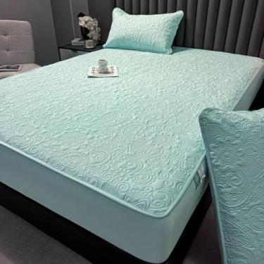 Imagem de Lençol de baixo de microfibra macia de qualidade de hotel, lençol com elástico, protetor de colchão de cama, elástico ultra elástico de 360 graus, resistente a rugas, fácil instalação - Tipo 06||120 x