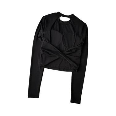 Imagem de Camisa De Yoga Feminina De Manga Longa Sem Costas, Top Esportivo Sexy 