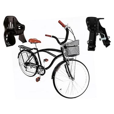 Imagem de Bicicleta Aro 26 Retrô Vintage Com Par De Cadeirinhas Preto