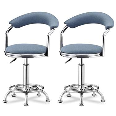 Imagem de Banco de bar, Banco de balcão giratório, altura ajustável, banquinho de jantar ilha de cozinha, assentos adicionais para hóspedes, conjunto de 2 bancos de bar e cadeira, Nowheels-cinza