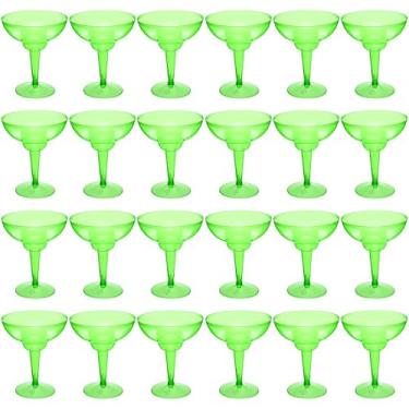 Imagem de ywmigl 24 peças de copos de plástico Margarita de 340 g Copos Margarita tema mexicano decorações de festa copos de martini copo de coquetel a granel para casamento carnaval temático mexicano (verde)