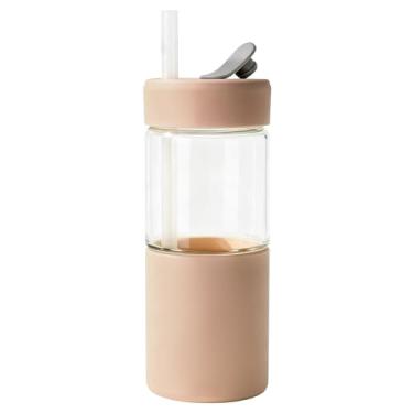 Imagem de Zenbo Copo de água de vidro de 590 ml com tampa de silicone e canudo durável, manga protetora de silicone, xícara de café gelada reutilizável para casa, escritório e viagens, copos de smoothie