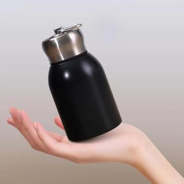 Imagem de Garrafa térmica fina de aço inoxidável de 293 ml para bebidas quentes e frias, compacta para mulheres e homens, garrafa portátil à prova de vazamento para acampamento, caminhada, academia (preto)