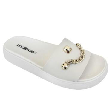 Imagem de Chinelo Slide Moleca Sandália Feminina Corrente 5469.154 cor:Branco of