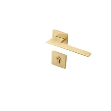 Imagem de Fechadura de porta preta para quarto interior casa nórdica magnética silenciosa dourada dividida fechadura de porta maçaneta de porta de madeira (sucção magnética dourada tipo A)