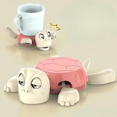 Imagem de 1 porta-copos de tartaruga chocante - antiderrapante, resistente ao calor e decoração de mesa divertida, porta-copos novidade de plástico verde colorido (rosa)