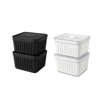 Imagem de Organizador de Frigorífico Cesto 3,8L com Tampa Armazena Alimentos e Legumes, Ideal para Cozinha e Famílias Multiusos(2,Fume)