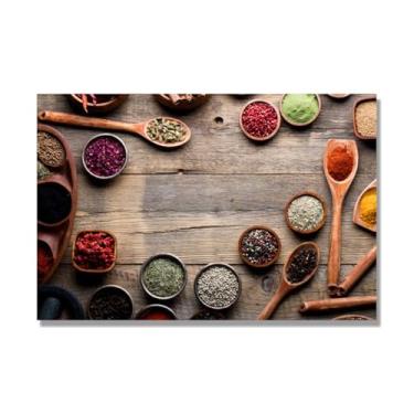 Imagem de NHLDZYH Tela decorativa cozinha, arte vintage especiarias coloridas, arte de parede quadros para sala de estar quarto cozinha. C54. 40 x 60 cm. Apenas tela