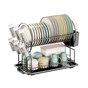 Imagem de Escorredor de Louça de Duas Camadas, Escorredor de Louça em Inox, Preto