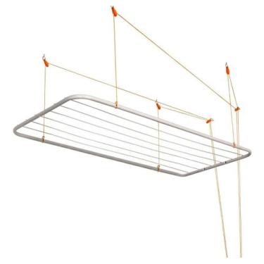 Imagem de Varal De Teto Grande Reforçado Aço Branco 1,20m Maxeb Stent