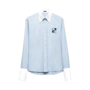 Imagem de Camisa Feminina Bordada Com Flores Primavera Verão Blusa Elegante List