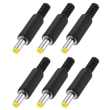 Imagem de 6 peças de adaptador macho de alimentação DC, 4,8 mm x 1,7 mm 4.8 cm conector adaptador de tomada de alimentação CC octogonal para reparo de adaptador de cabo DC, preto