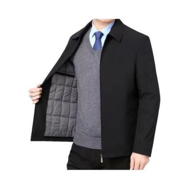 Imagem de Jaqueta De Inverno Masculina Em Fleece Quente, Cor Sólida, Casual De N