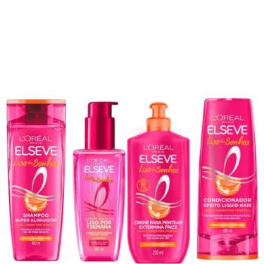 Imagem de Kit Elseve Liso dos Sonhos 400ml Sh+Cond+Pentear+ Serum