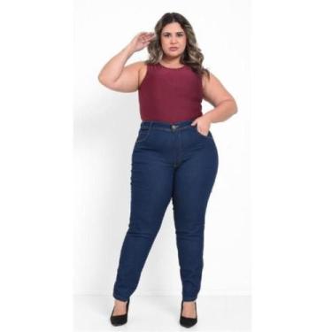 Imagem de Calça Skinny Jeans Feminina modeladora Plus Size cintura alta lycra/el