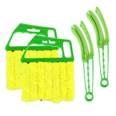 Imagem de Hbxdeco 4 peças de ferramenta de limpeza de persianas, escova de espanador de veneziana de janela de 7 dedos lavável, ferramenta de limpeza automotiva portátil para persianas, ventilação A/C, teclado