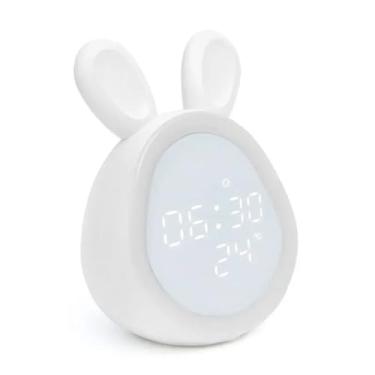 Imagem de Despertador com Luz Noturna Controle de Programa Coelho Fofo Digital LED Ajuste Brilho Contínuo para Meninos e Meninas
