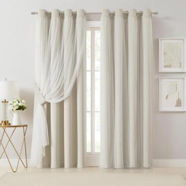 Imagem de Cortinas Bujasso Beige 80% Blackout com sobreposição transparente 260x
