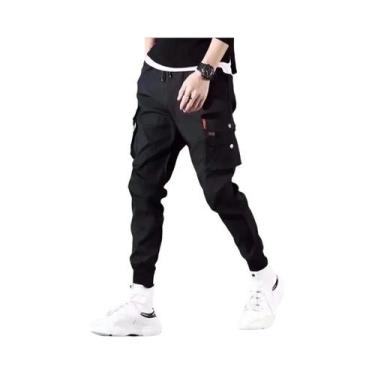 Imagem de Calças Cargo Casuais Masculinas Largas 2024 Tendência Em Cores Sólidas