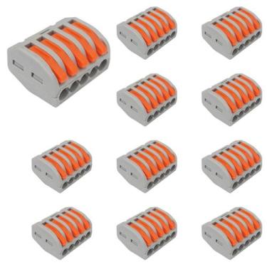 Imagem de 10 Conectores Emenda Derivação 5 Pólos 32A 0,5 a 4mm Cinza - Decorlux