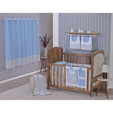 Imagem de Enxoval Bebe Kit Berço Americano Cortina Algodão Menino