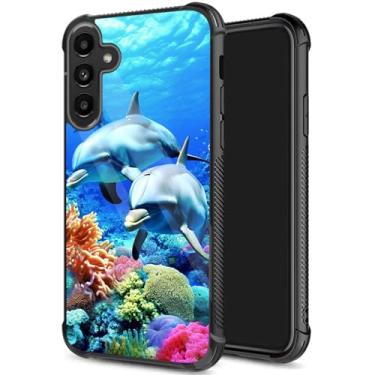 Imagem de JHYYTUJTYP Capa para Galaxy S25 FE, textura de pneu antiderrapante, capa protetora de TPU macio à prova de choque e antiarranhões para Samsung Galaxy S25 FE 6,7 polegadas 2025, Dolphin Underwater