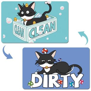 Imagem de Ímã da máquina de lavar louça, placa limpa e suja - dupla face limpa/suja para máquinas de lavar louça de aço inoxidável - Utensílios magnéticos para casa e cozinha para animais de estimação (gato