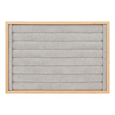 Imagem de Bandeja de anéis CUOFYUNL 7 linhas empilháveis ​​protetoras à prova de arranhões forro de gaveta inserção brincos estojo de exibição de armazenamento (Cinza)