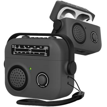 Imagem de Fofvccv Capa de rádio retrô para AirPods 4ª geração (2024), capa de silicone à prova de choque com alça de pulso, capa protetora engraçada de desenho fofo suporta carregamento sem fio para AirPods 4