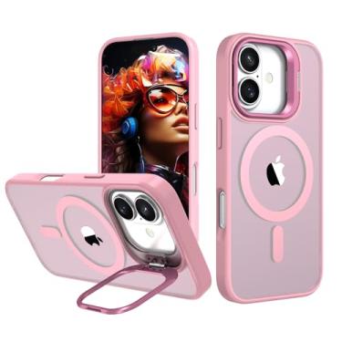 Imagem de IDweel Capa para iPhone 16 Plus com suporte embutido para câmera, compatível com MagSafe, Slim Fit e Leve, Capa rígida magnética traseira macia borda macia resistente a arranhões flexível à prova de